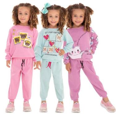 Imagem de Kit Sortido 4 Peças Moletom Roupa De Bebê Menina Infantil Inverno 2 Ca