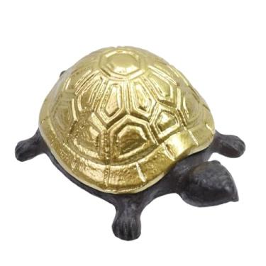 Imagem de Tsnamay Porta-chaves sobressalentes de tartaruga de ferro fundido de 11 cm, decoração de jardim, joias de tartaruga, caixa de bugigangas, cor dourada