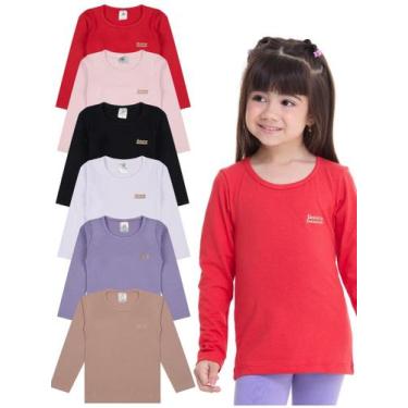 Imagem de Kit 3 Blusas Manga Longa Bebê Menina Algodão Lisa conforto para bebê b