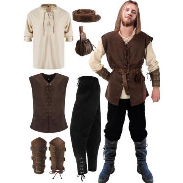 Imagem de Conjunto masculino de Halloween Costume Shine Renaissance, 6 peças, mé