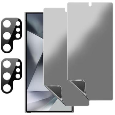 Imagem de YIEDBCX Pacote com 2 protetores de tela para Samsung Galaxy S24 Ultra Matte Privacy Anti-Spy Anti Glare Film+2 protetores de lente de câmera