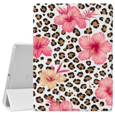 Imagem de VibrantFruitique Capa Coquette com estampa de leopardo para iPad Air de 11 polegadas, M3 (2025)/M2(2024), iPad Air 5ª (2022)/4ª geração (2020) 11 polegadas, capa de hibisco rosa, suporte para lápis