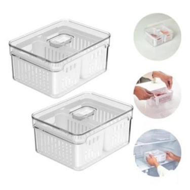 Imagem de Kit 2 Organizador Geladeira Com 2 Cestos 2,2L Clear Fresh Ou