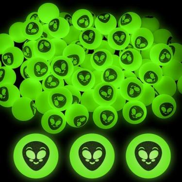 Imagem de Civaner 50 bolas brilhantes de Halloween alienígena a granel de 2,5 cm, mini bolas saltitantes para crianças, meninas, meninos, lembrancinhas de festa de Halloween, doces ou travessuras, presentes