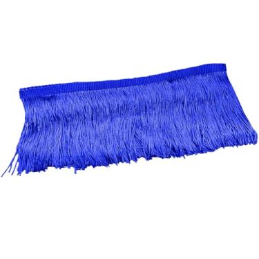 Imagem de Luomorgo Acabamento de franja de corrente de 10 metros de largura - borla de poliéster para costura, vestidos latinos e abajures | Decoração de artesanato DIY (azul royal)