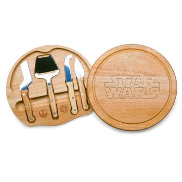 Imagem de PICNIC TIME Conjunto de tábua de queijo e faca Star Wars Circo, presente de tábua de charcutaria com 4 ferramentas de aço inoxidável, tábua de corte de madeira para queijo, carne e biscoitos