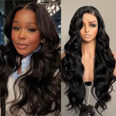 Imagem de Peruca FABÉLLE Natural Black Body Wave 66 cm 13  6 em renda frontal