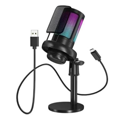 Imagem de Microfone Condensador Gamer MT-1060R USB, RGB, Cardioide, 21 cm, Preto