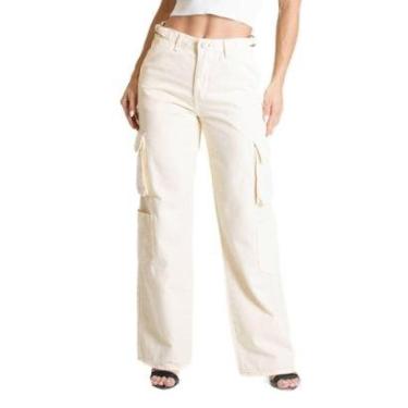 Imagem de Calça Sarja Sawary Wide Leg - 281529 - amarelo 46-Feminino