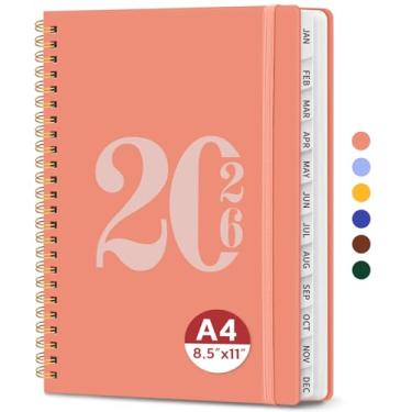 Imagem de Agenda 2026, agenda semanal e mensal, janeiro de 2026 a dezembro de 2026, agenda de calendário de capa dura com abas e bolso interno, material escolar para mulheres e homens - A4 (21,6 cm x 28 cm