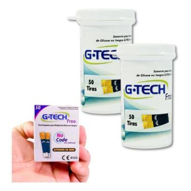 Imagem de Tira Glicose Gtech Free Eletrodos Em Ouro 100 Uni Reagente Glicose