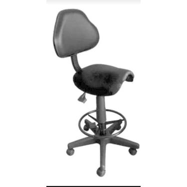 Imagem de Cadeira Sela Verona Caixa Alta Aro Base Rodízio Corano Preto