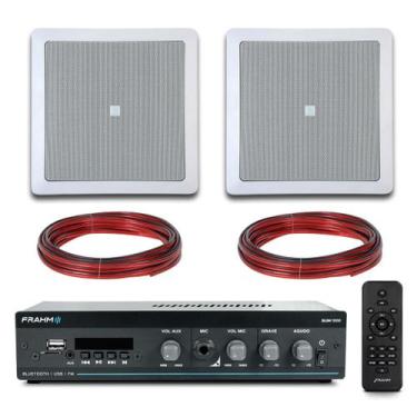Imagem de Kit Som Ambiente Jbl 2 Arandelas Amplificador Frahm 20m Fio - Frahm JB