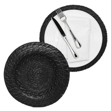 Imagem de Kit 6 Sousplat Redondo Jogo Americano Rattan Bambu Resistente Natural 