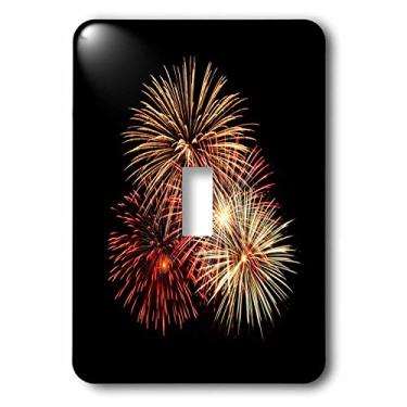 Imagem de 3dRose lsp_201886_1 foto de fogos de artifício coloridos em fundo preto, interruptor de botão único, multicolorido