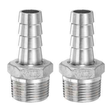 Imagem de HARFINGTON 2 peças de mangueira de aço inoxidável acessórios de farpa 0,6" (16 mm) farpado x g 3/10.2 cm encaixe de tubo macho mangueira de ar acessórios de farpa acoplador adaptador de conector de