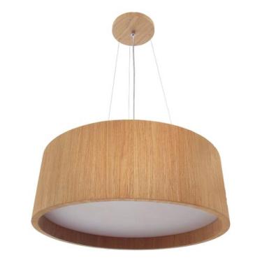 Imagem de Lustre Pendente de Madeira Redondo 50cm com 5 Bocais E27 Cor Freijó Lu