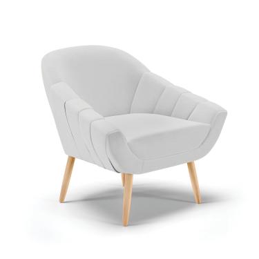 Imagem de Poltrona Giovana Linho Cinza A05 Pés Palito Natural - D'Rossi