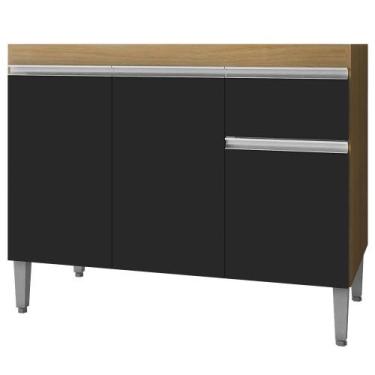 Imagem de Balcao Para Pia Sem Tampo 95 cm Tatiane REAJL Moveis, Amendoa Preto