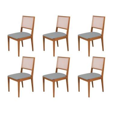 Imagem de Conjunto com 6 Cadeiras de Jantar Suellen em Madeira e Mdf Cerejeira L