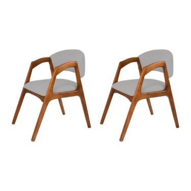 Imagem de Conjunto com 2 Cadeiras de Jantar Estofada Gabriela em Madeira e Mdf C