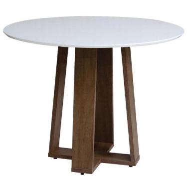 Imagem de Mesa de Jantar Redonda 4 Lugares Verniz Vitreo Alto Brilho 80x103cm Br