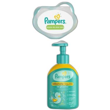 Imagem de Kit Pampers Baby Sabonete Liquido Lenços Umedecidos Bebê 96U