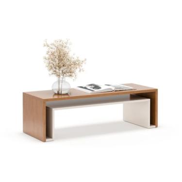 Imagem de Mesa de Centro Branco 90x45cm - Design Atemporal, Madeira Natural e Acabamento Premium para Sala de Estar