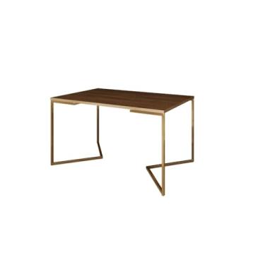 Imagem de Mesa De Jantar Industrial Retangular Tampo 120x75cm Base Em V Casa Sala De Estar E Cozinha(DOURADO/AMÊNDOA)