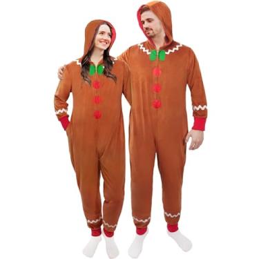 Imagem de Maazusa Macacão adulto masculino aconchegante novidade Natal Dia das Bruxas adulto Onsie Papai Noel pinguim fantasia adulto para homens (G)