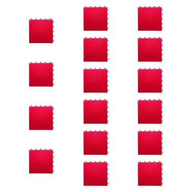 Imagem de oshhni 16x telhas de piso interligadas quebra-cabeça telhas suprimentos portátil exercício esteiras quebra-cabeça para tribunal playground ao ar livre, Vermelho