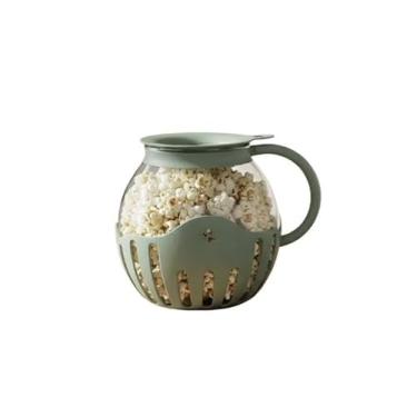 Imagem de Tigela de pipoca com tampa, Pipoqueira de Vidro Borossilicato Silicone Para Micro-ondas 2L(Verde)