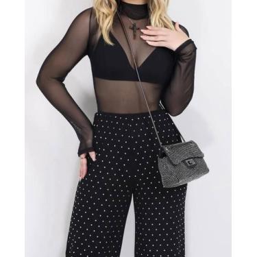 Imagem de Blusa Body Tule Feminina Transparente fina segunda pele moda - Envelop