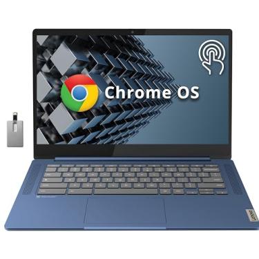 Imagem de Lenovo IdeaPad Slim 3 Chromebook, laptop com tela sensível ao toque IPS FHD de 14 polegadas, processador MediaTek Kompanio 520, 4 GB RAM, 64 GB eMMC, webcam, teclado regular, WiFi6, Chrome OS, azul