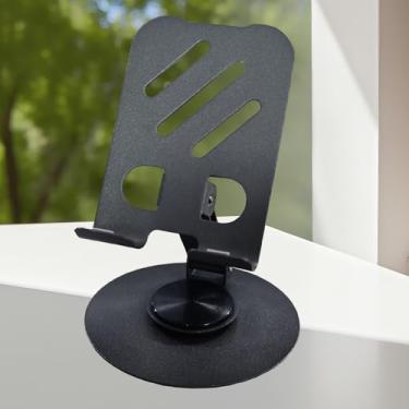 Imagem de Suporte de telefone, totalmente dobrável, ângulo de altura, ajustável, suporte para tablet com base giratória de 360°, base para celular para iPhone 16 15 14 Pro Max, 13 12, smartphone e tablet, preto