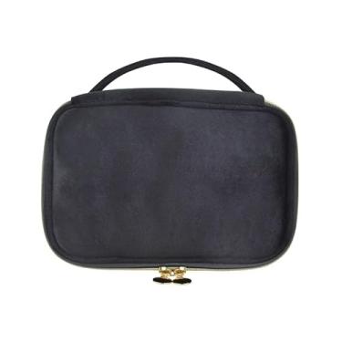 Imagem de Bolsa de cosméticos, lona, organizador de bolsa de higiene de viagem, pincéis de maquiagem fofos, bolsas de moedas, bolsa de armazenamento de acessórios estéticos para mulheres, estilo 45, Preto, 23.5