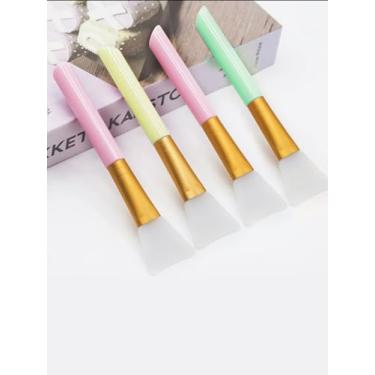 Imagem de 4 aplicadores de máscara facial de silicone, pincéis de máscara facial, espátula de máscara facial, aplicador de cuidados com a pele para lama, argila, máscara