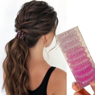 Imagem de 9 peças de laços de cabelo de bobina elástica para mulheres, prendedores de rabo de cavalo sem danos para cabelos cacheados grossos (roxo gradiente)