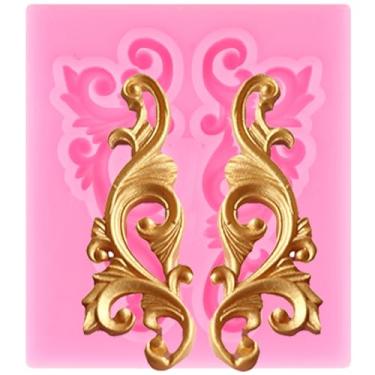 Imagem de Molde de silicone estilo barroco Curlicues Scroll Lace Fondant para decoração de bolos faça você mesmo enfeite de cupcake chocolate doce pasta de goma de polímero conjunto de 1