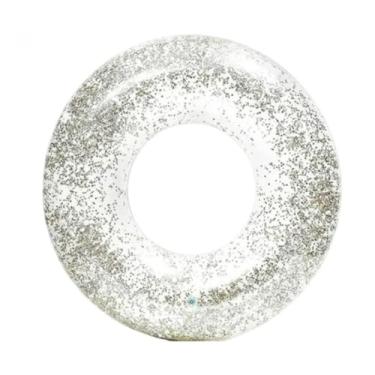 Imagem de Boia Redonda 70cm Transparente Com Glitter Adulto Piscina Praia Inflavel Elegante E Atraente Adequado Para Piscinas Internas Praias Ao Ar Livre Festas E Encontros CelebraçõEs Festivas(Prata)