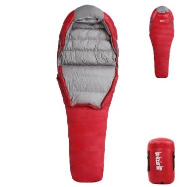 Imagem de Saco de dormir de penas de pato para adultos, -28.9 °C/-17.8 °C/-9.4 °C/4.4 °C cobertura total, ultraleve, compacto, portátil, mochila, caminhada, acampamento de 0 graus, saco de dormir outono e