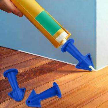 Imagem de 3 peças de pistola de calafetagem de silicone ferramenta de acabamento reutilizável espalhador de selante (azul)