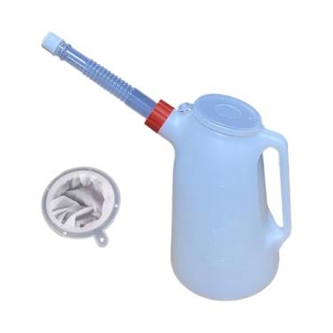 Imagem de MotiveTech Jarra medidora de óleo com bico longo, versátil, portátil, à prova de vazamentos, prática com tampa, dispensadora de óleo para viagens e automóveis, 2l