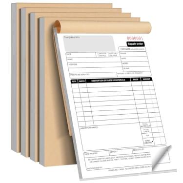 Imagem de 5 pacotes de livro de pedidos de reparo, 2 partes de livros de recibos de solicitação de reparo sem carbono, 5,7 x 21 cm de livro de recibos de formulário de pedido de serviço (50 conjuntos cada bloco