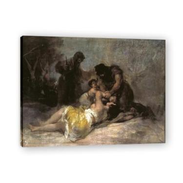 Imagem de Cena assustadora Francisco De Goya Impressão em tela romântica espanhola - Obra-prima do influente pintor romântico 69,8 x 91 cm emoldurado