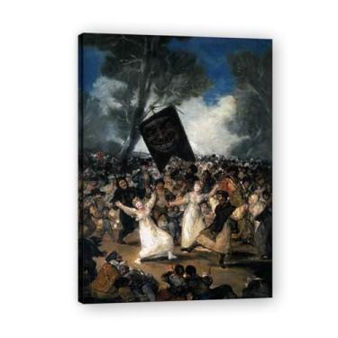 Imagem de LKXGRRSFG Impressão em tela romântica espanhola O enterro da sardinha Francisco De Goya - Obra-prima do influente pintor romântico 39,9 x 56 cm sem moldura
