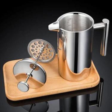 Imagem de Prensa Francesa Cafeteira Café Leite Creme Chá Filtro Inox 600ML Aço I