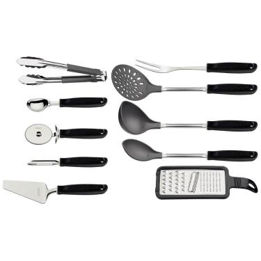 Imagem de Jogo de Utensílios Tramontina Utilitá com Lâminas em Inox e Cabos em Polipropileno Preto 10 Peças