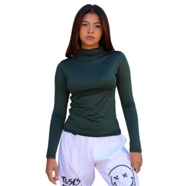 Imagem de Blusa Segunda Pele Manga Longa Gola Alta Básica Casual Tecido Suplex -