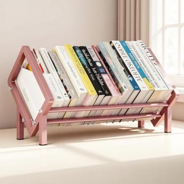 Imagem de ENCIMART Organizador de estante de mesa, organizador de estantes de livros para exibição de CDs/revistas/livros, estante inclinada para mesa na sala de estar, casa, escritório